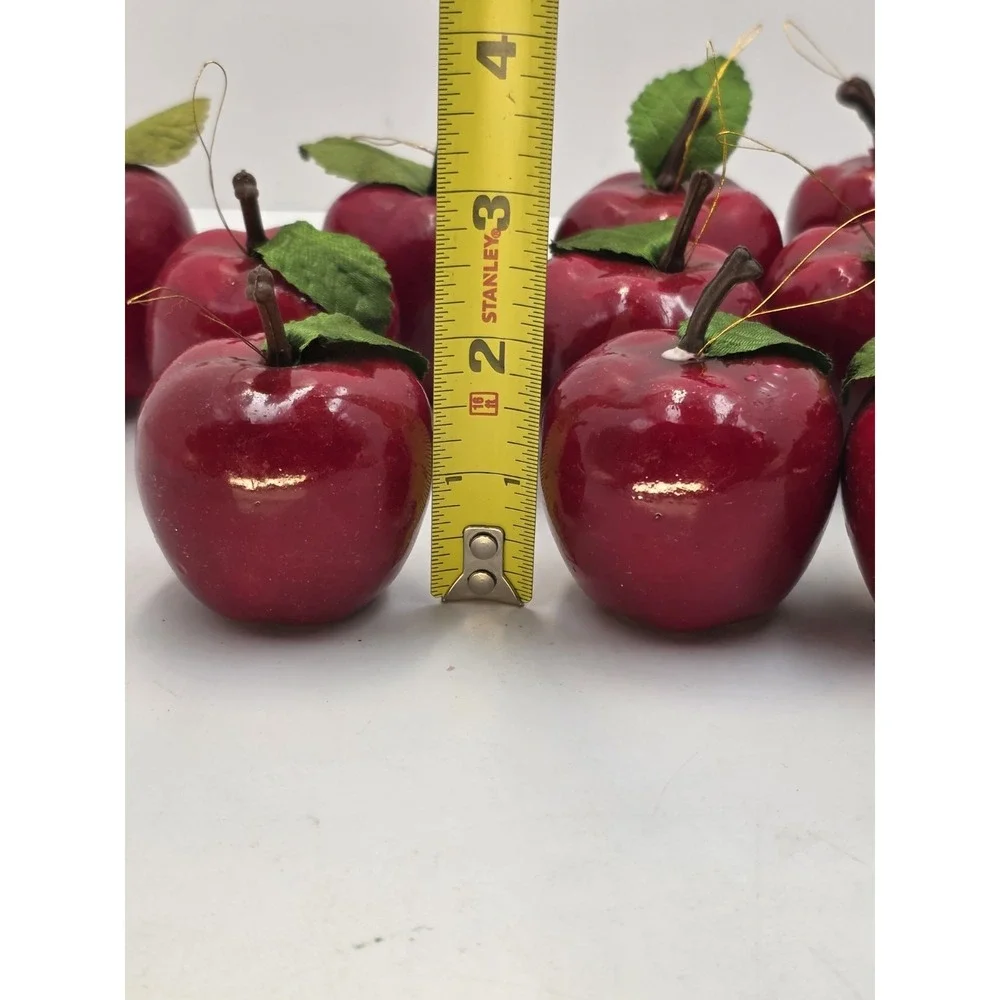 Lot 15 Red Apple Ornaments Hanging Faux Fruit Fall Harvest Farmhouse Tree Decor